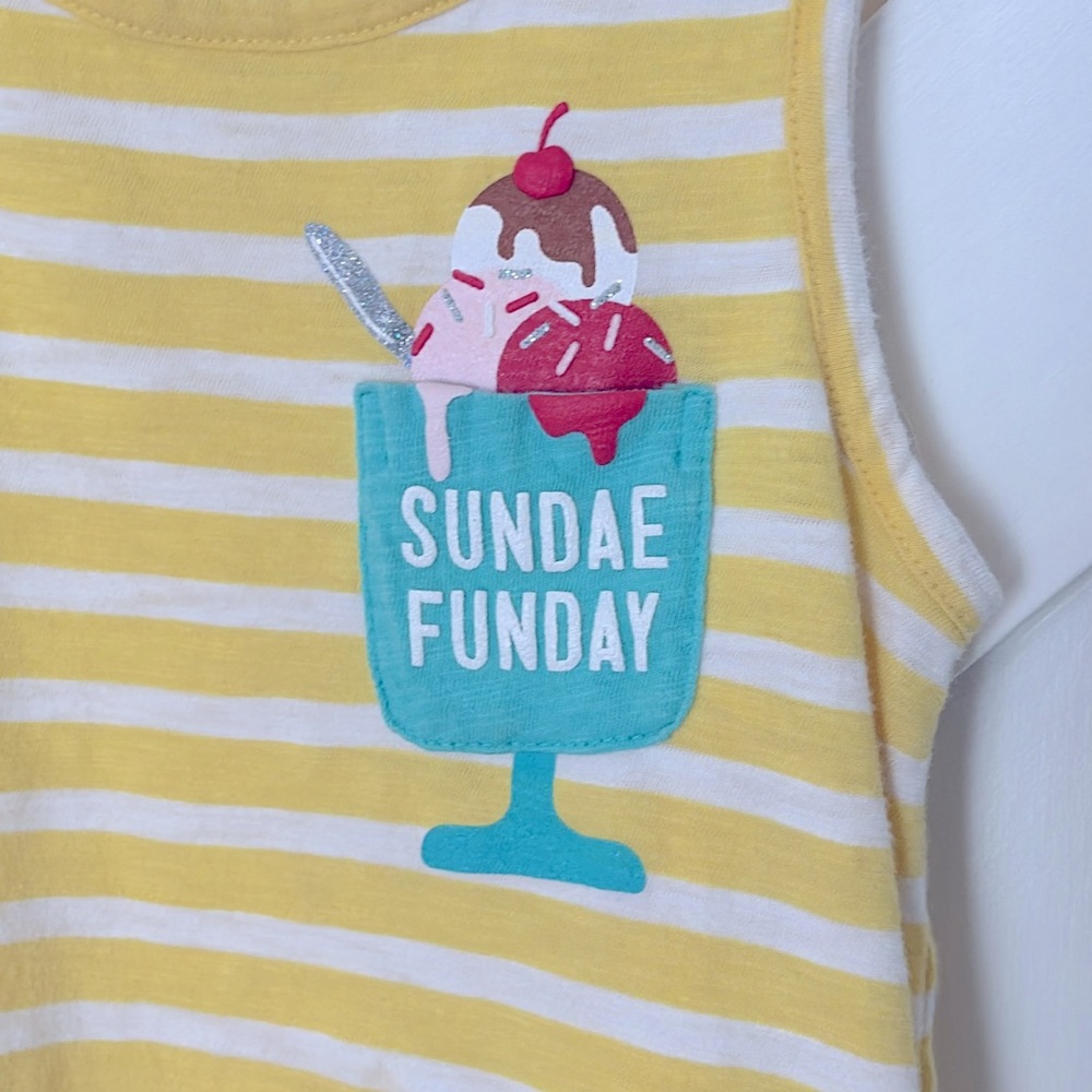 SOLD! Sundae Funday Striped 100% Cotton Tank top - Picture 2 of 4